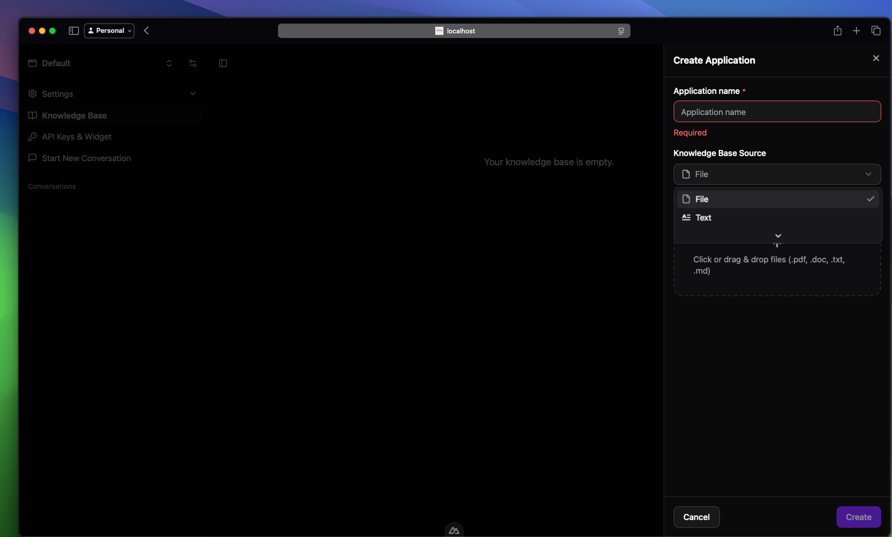Ch8r - Create Application